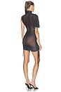 view 4 of 4 Asymmetric Sleeve Printed Mesh Mini Dress in Black
