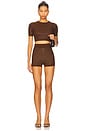 view 5 of 6 Rhinestone Embroidered Short in Brown