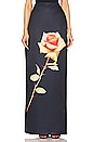 view 2 of 4 Rose Flower Print Maxi Skirt in Black & Orange