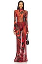 view 5 of 6 Mesh Maxi Skirt in Red & Black
