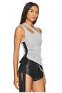 view 2 of 4 Side Ruched Satin Bow Rib Tank Top in Grey & Black