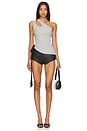 view 4 of 4 Side Ruched Satin Bow Rib Tank Top in Grey & Black