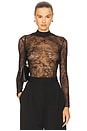 view 1 of 5 Floral Lace Long Sleeve Bodysuit in Black