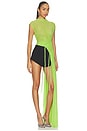 view 2 of 4 Asymmetric Cut Ruched Mesh Top in Green