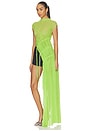view 3 of 4 Asymmetric Cut Ruched Mesh Top in Green