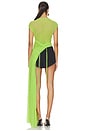view 4 of 4 Asymmetric Cut Ruched Mesh Top in Green