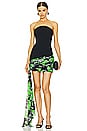 view 1 of 4 Rose Printed Strapless Mini Dress in Black & Green