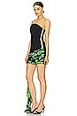 view 3 of 4 Rose Printed Strapless Mini Dress in Black & Green