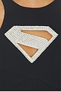 view 4 of 4 Supergirl Crystal Logo Embroidered Halterneck Mini Dress in Black & Silver