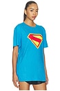 view 2 of 5 Supergirl Logo Printed Rhinestone T-shirt in Blue