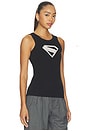 view 2 of 5 Supergirl Crystal Logo Embroidered Tank Top in Black