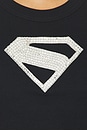 view 5 of 5 Supergirl Crystal Logo Embroidered Tank Top in Black