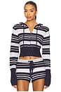 view 1 of 4 Surfside Striped Knit Zip Up in Ocean Blue