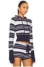 view 2 of 4 Surfside Striped Knit Zip Up in Ocean Blue