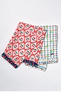 view 3 of 3 PANOS DE PRATO SET OF 2 TEA TOWELS in Tulip Check & Pink Cherry