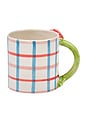 view 2 of 3 Hand Painted Tulip Handle Mug in Check