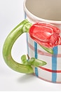 view 3 of 3 Hand Painted Tulip Handle Mug in Check