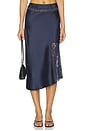 view 1 of 6 FALDA ELEA SATIN AND LACE MIDI in Navy