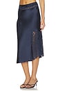 view 3 of 6 FALDA ELEA SATIN AND LACE MIDI in Navy
