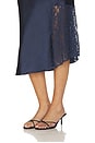 view 6 of 6 FALDA ELEA SATIN AND LACE MIDI in Navy