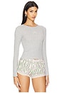 view 2 of 5 Lua Long Sleeve Pointelle Top in Grey