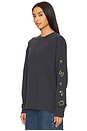 view 3 of 5 Pizza Party Long Sleeve Washed Tee in Charcoal