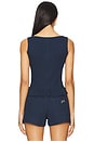 view 3 of 5 Hattie Waffle Cami in Navy & Yellow