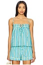 view 1 of 4 Ellis Shell Top in Bold Turquoise Stripe