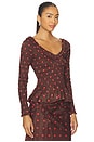 view 2 of 4 Suri Shirred Blouse in Burgundy