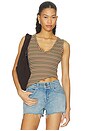 view 1 of 5 Arlea V-neck Tank Top in Brown Stripe