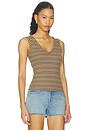 view 2 of 5 Arlea V-neck Tank Top in Brown Stripe
