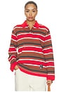 view 2 of 7 Noah Cinch Rugby Polo in Red	Stripe