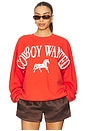 view 1 of 4 Cowboy Wanted Boyfriend Crew in Cherry Red