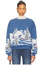 view 1 of 4 Alpine Ski Scene Oversized Crew Sweatshirt in Denim