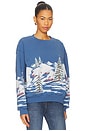 view 2 of 4 Alpine Ski Scene Oversized Crew Sweatshirt in Denim