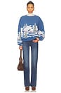 view 4 of 4 Alpine Ski Scene Oversized Crew Sweatshirt in Denim
