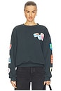 view 1 of 5 Ski Patch & Pass Collector Oversized Crew Sweatshirt in Washed Black