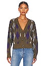 view 1 of 4 Argyle Cardigan in Forest Mist