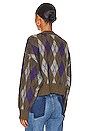 view 3 of 4 Argyle Cardigan in Forest Mist