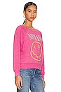 view 3 of 8 PULL RAS DE COU GRAPHIQUE NIRVANA SMILEY RAGLAN in Pink Cosmo