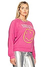view 4 of 8 PULL RAS DE COU GRAPHIQUE NIRVANA SMILEY RAGLAN in Pink Cosmo