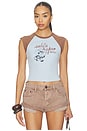 view 1 of 4 Saddle & Spur Motel Raglan Tank Top in Sky Way Blue Combo