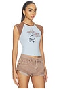 view 2 of 4 Saddle & Spur Motel Raglan Tank Top in Sky Way Blue Combo