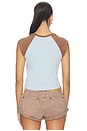 view 3 of 4 Saddle & Spur Motel Raglan Tank Top in Sky Way Blue Combo