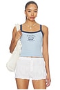 view 1 of 4 Siren Song Pointelle 90s Tank Top in Blue Combo
