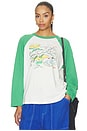 view 1 of 4 Map Of Nowhere Oversized Raglan Long Sleeve Top in Briar Combo in Green Briar Combo
