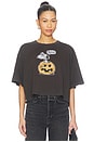 view 1 of 4 Peanuts Spooky Pumpkin Cropped Oversized Tee in Reactive Black