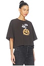 view 2 of 4 Peanuts Spooky Pumpkin Cropped Oversized Tee in Reactive Black
