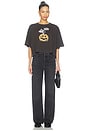 view 5 of 4 Peanuts Spooky Pumpkin Cropped Oversized Tee in Reactive Black
