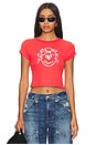 view 1 of 4 Daydreamer Bow Pointelle Baby Tee in Vintage Red